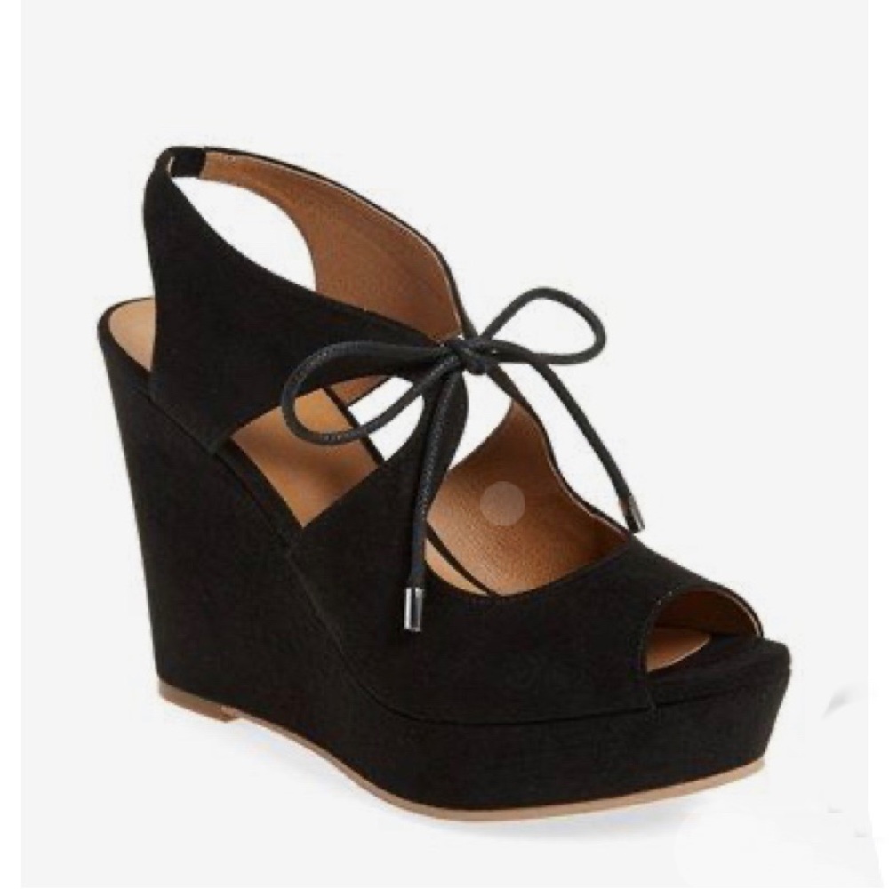 BP “Solar” Faux Suede Platform Heels Black Size 7